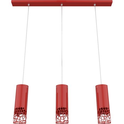 LUMICOM ORGANIC Binario x3, 3X E27, max 42W, metallo, rosso lucido, L.69 H.120cm (1/2)