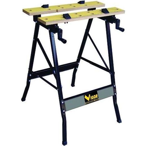 Vigor VBL-100 Banco da Lavoro Pieghevole Acciaio Richiudibile 56x62x76 cm 100 Kg 4 Morsetti colore Nero (1/3)