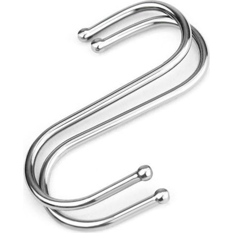 30 pièces Crochets S Acier Inoxydable, Crochets en S en Acier inoxydable Crochet Cuisine, Crochets en Métal Crochet de Suspension pour Cuisine, Salle de Bain(Argent) (30pc Crochets en Métal) (1/5)