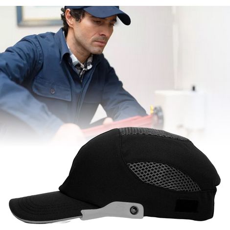 Casque de sécurité anti-collision léger 030, casquette de baseball haut de gamme, confortable et tendance, casque de protection sportive avec grille, léger et respirant, noir avec bordure grise (1/5)