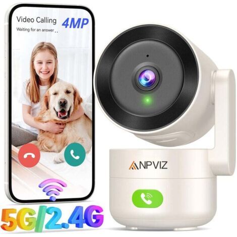 2K 4MP Caméra de Surveillance Intérieure WiFi 5GHz/2,4GHz, Caméra de Sécurité 360° avec Détection , Vision Nocturne Caméra Surveillance Caméra IP WiFi