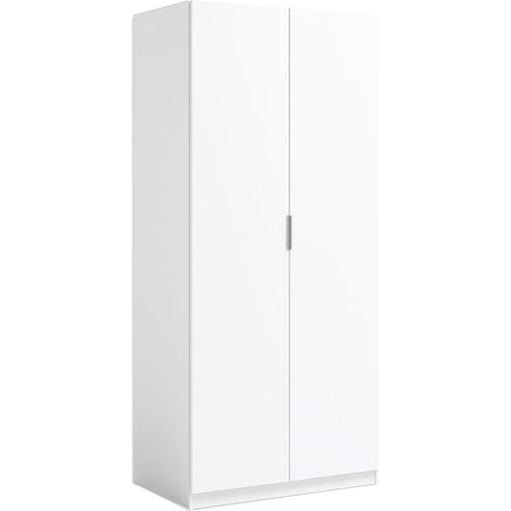 Armadio Guardaroba A 2 Ante Con Asta Appendiabiti E Ripiano Interno Mobile Armadio Salvaspazio Per Camera Da Letto Ingresso Ripostiglio Design Moderno Minimal 81 x 52 x 180 Cm Bianco
