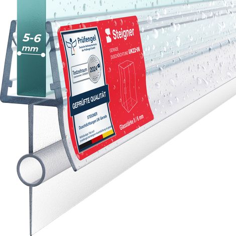 STEIGNER Duschdichtung UK22-06 Ersatzdichtung für Dusche Wasserabweiser, L, 170 cm, (Einzeldichtung), für 5mm bis 6mm Glasstärke