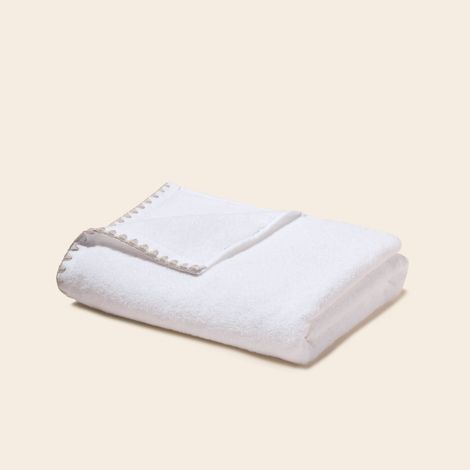 Serviette de toilette en Éponge unie et point feston triangulaire NERYDA