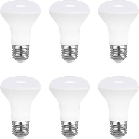 Spot LED E27 R63 7W, blanc chaud 2700K, 665 lm, angle de faisceau 120°, équivalent à une ampoule halogène E27 60W, 220V CA, lot de 6 (1/5)
