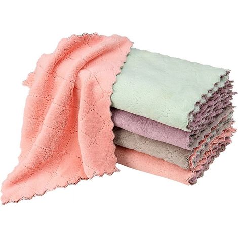 Chiffon De Cuisine - Microfibre Corail - Absorption Eau Huile - Pour Vaisselle Verre Plans De Travail - Lot De 10 (1/5)