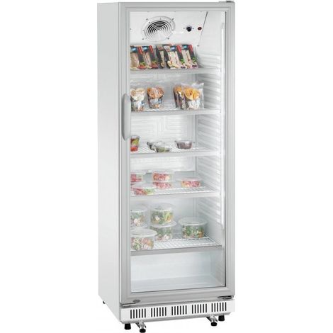 Vitrine réfrigérée 360 Litres positive, 1 porte vitrée, sur roulettes, blanche, 225 W, 230 V - MONO