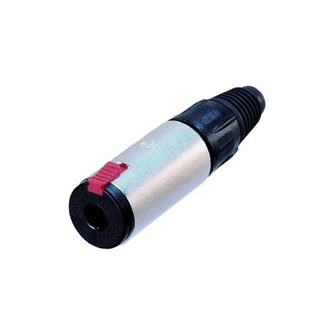 - CONECTOR JACK AÉREO, 3 POLOS HEMBRA, CONTACTOS PLATEADOS, CAJA NIQUELADO
