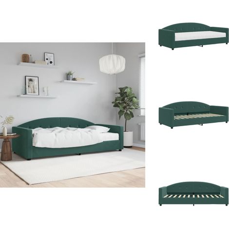 Tagesbett mit Matratze Dunkelgrün 90x200 cm Samt - Tagesbett - Schlafsofa - Gästebett - Doppelbett - Samtcouch (1/5)