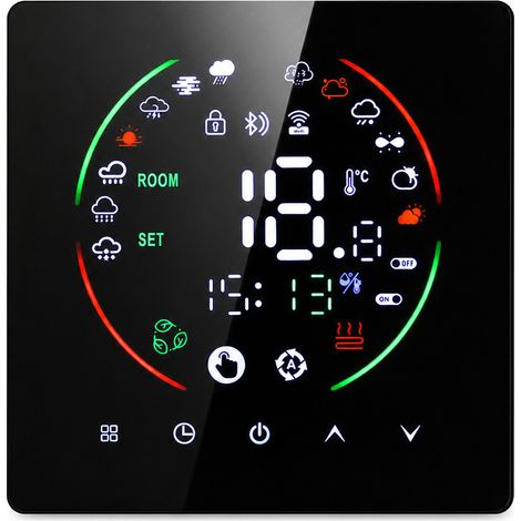 Thermostat pour Plancher Chauffant à Eau Noir, Écran Tactile, Double Contrôle de Température, 3A, pour Chaudière Murale, Sans Wi-Fi (1/5)