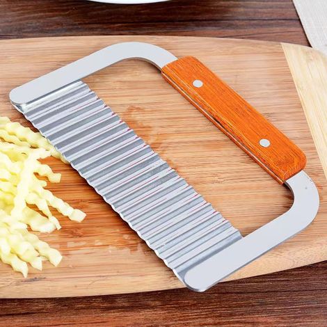 Coupe-pomme de terre à dents de loup en acier inoxydable Coupe-couteau ondulé-2pcs (1/4)