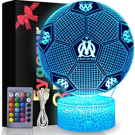 Football Veilleuse 3D LED Enfants, Surprise Cadeau Foot Garcon 3 4 5 6-12 Ans, 16 Couleurs USB Smart Remote Control Football Lampe, Decoration Chambre Cadeaux Parfaits pour Les Fans (1/5)