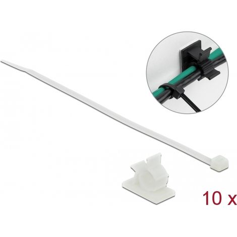 Delock Abrazadera de cable 37 x 18 mm con Sujetacables LA 300 x AN 4,8 mm blanco