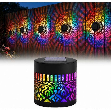 Lampe solaire mandala applique murale extérieure projecteur coloré pour jardin clôture terrasse cour - 1 pièce couleurs éclatantes (1/5)