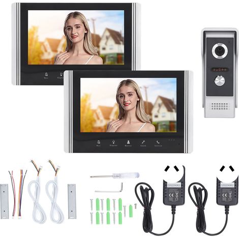 Sonnette vidéo WiFi HD vision nocturne, caméra de surveillance porte avec interphone, contrôle APP pour villa appartement, 100-240V AC prise AU. (1/5)