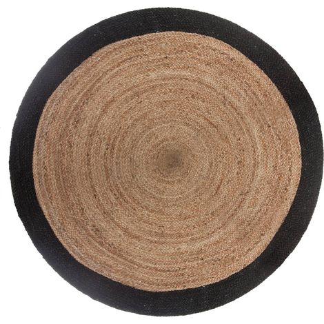 Atmosphera – Tapis rond en jute noir Ø 120 cm – Bordure noire raffinée – Pour salons et chambres – Épaisseur 1 cm – Poids 2,35 kg (1/10)