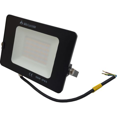 Faro led slim da esterno 50w IP65 faretto smd altà luminosità luce calda fredda metallo nero naturale 4500k