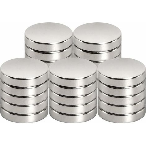 Aimant de Néodyme 15 mm x 3 mm, Aimants Puissants pour Tableau Magnétique, Réfrigérateur, Bureau (25 Pièces) (1/4)