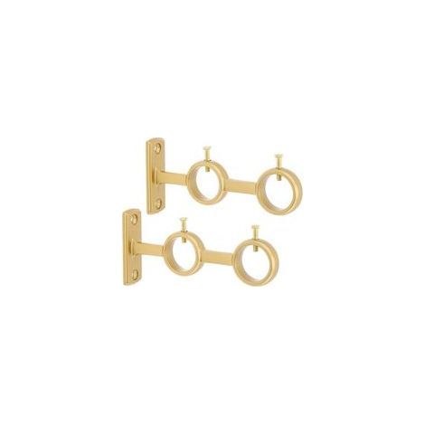 Doppelte Gardinenstangenhalterung, 2 Stück, zur Wandmontage, geeignet für Gardinenstangen mit einem Durchmesser von 15-25 mm (gold) (1/5)
