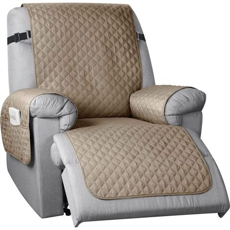 Housse De Chaise Fauteuil Relax 1 Pièce, Housse Inclinable pour Chaise à 1 Coussins Matelassé Protecteur De Meubles pour Chien avec Support Antidérapant Et Sangle (Chameau) (1/5)