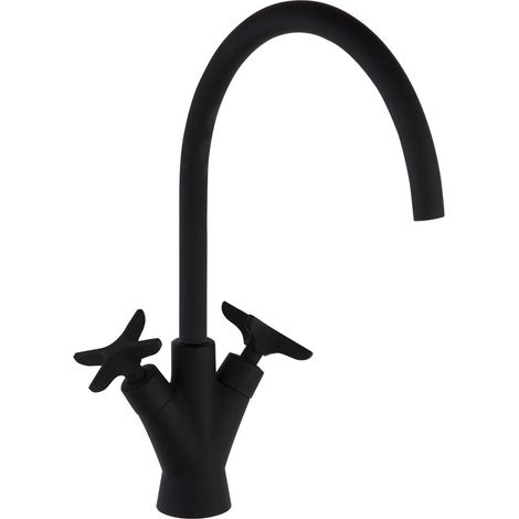 Grifo bimando con caño giratorio 170mm - ADAGIO - Ramón Soler Acabado: Negro mate (1/2)