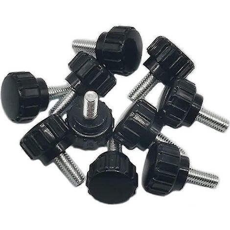 10 vis de serrage moletées rondes noires M4 x 10 mm en acier au carbone avec boutons de préhension pour loquets de machines - DF (1/4)