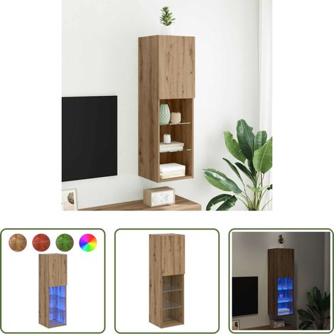 LED-Leuchten - TV-Schrank mit LED-Leuchten Artisan-Eiche 30,5x30x102 cm (1/5)