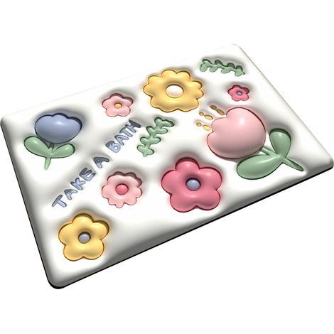 Tapis de bain en diatomite antidérapant – Effet 3D fleurs – 40 × 60 cm – Modèle LTH-003 (1/5)