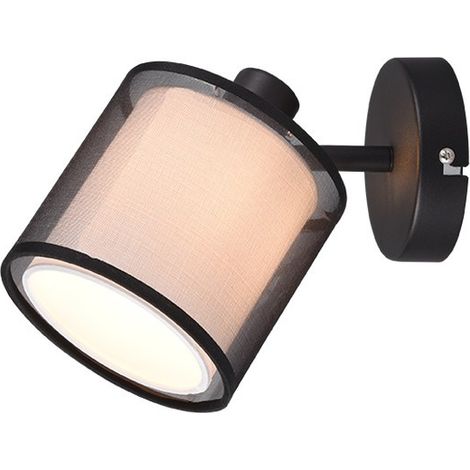 BURTON SPOT SINGOLO ORIENTABILE METALLO NERO PARALUME BIANCO E DIFFUSORE ESTERNO TRAFORATO NERO H. 19,5CM 1 LUCE ATTACCO E14 (1/5)