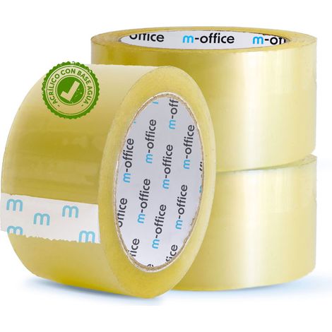 m-office Cinta Adhesiva Transparente, Cinta de Embalar Adhesiva para Embalaje de Cajas, Envíos, Mudanzas y Manualidades, Precinto Transparente Seguro y Resistente (48mmx66m, x3) (1/5)