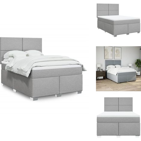 Sommier à lattes de lit avec matelas Gris clair 140x190cm Tissu - Sommier À Lattes De Lit - Sommiers À Lattes De Lit - Lit - Meuble De Chambre À Coucher (1/5)