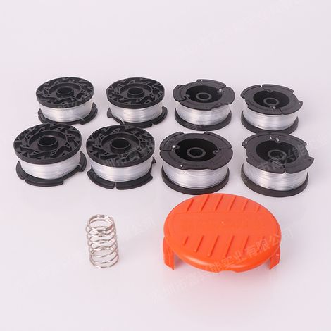 Packung mit 8 Spulen schwarzer Nylon-Trimmerschnur, 1,65 mm Durchmesser, runder Kern, für Freischneider, automatischer Fadenvorschubkopf, kompatibel mit Rasentrimmern. (1/5)
