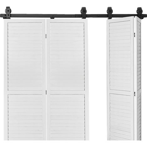 Kit de herrajes para puerta corrediza de granero, fácil instalación, funcionamiento suave, 76 pulgadas (1/2)
