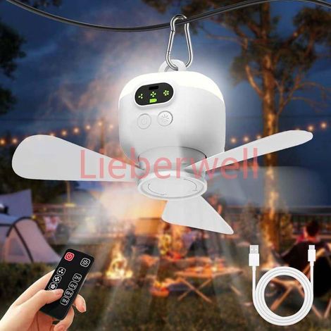 Ventilateur Plafond LED Camping avec Télécommande, Minuterie et 3 Vitesses Réglables, Lampe Portable Classe Énergétique A pour Tente (1/3)