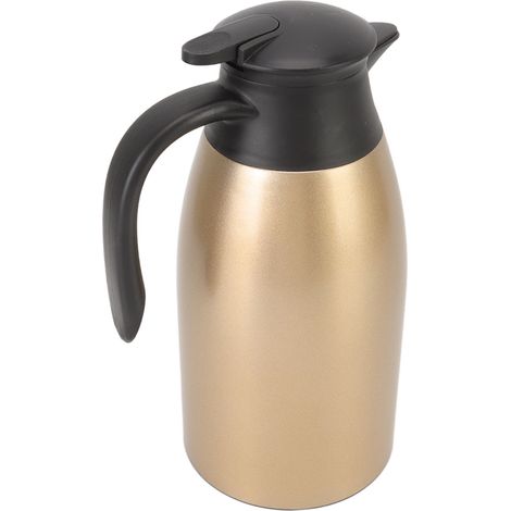 Théière isotherme en acier inoxydable 304, couvercle étanche, capacité 2 L, poignée de transport, nettoyage facile, distributeur de café isotherme doré (1/5)