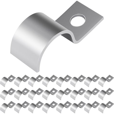 25 Pièces Attache de Fixation pour Tube, 20mm Collier de Serrage Inox Clips Cable Monotrou, Monotrou Collier de Fixation, Colliers de Serrage à Trou Unique en Acier Inoxydable 304, pour Câbles (1/5)