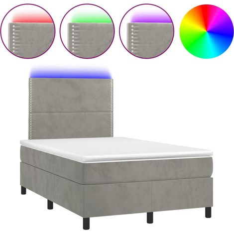 Maison Exclusive - Boxspringbett mit Matratze & LED Hellgrau 120x