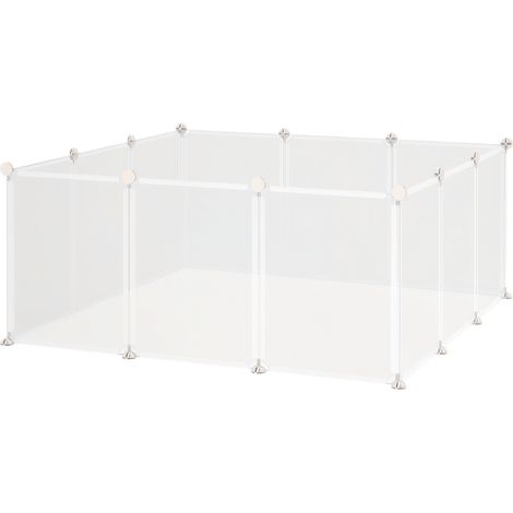 Enclos modulaires chiots petits animaux, 35x45 cm, métal, PP, Blanc, 12 panneaux (1/5)