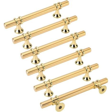 6pcs poignées de meuble dorées poignée dorée - poignée de porte de cuisine Poignee Tiroir Laiton poignées dorées meuble entraxe 96mm (1/5)
