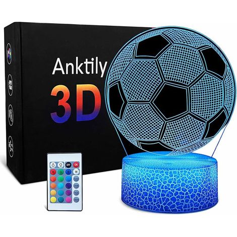 VURAHOME - Veilleuse Football 3D LED Lampe Optique Illusion Veilleuse Enfant Lampe de Nuit pour Chambre Chevet Table Jouet et Cadeau pour Garçons Filles 16 Couleurs Changeantes avec Télécommande (1/5)