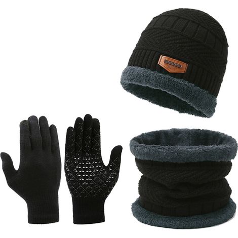 Ensemble 3 pièces pour affronter le froid en hiver : bonnet unisexe, cache-cou et masque. Coffret cadeau d'accessoires pour combinaison de ski homme/femme. (1/5)