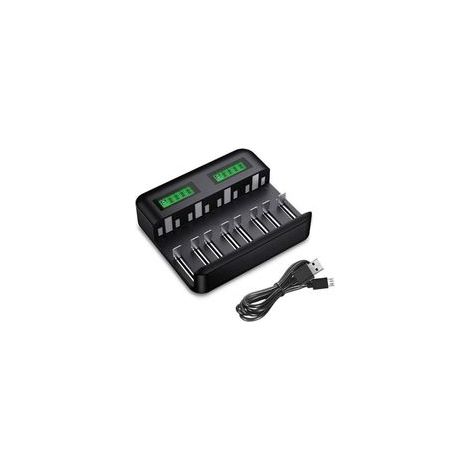 Chargeur de Piles Universel LCD, Chargeur de Piles Rechargeables pour AA/HR6, AAA/HR3, C/HR14, D/HR20 Ni-MH NiCD avec Entrée Type C Micro USB, Chargeur 9008 avec Technologie Détection de Piles (1/5)