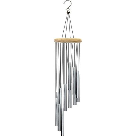Carillon musical 12 tubes en aluminium – structure bois massif – décoration extérieure pour jardin et balcon