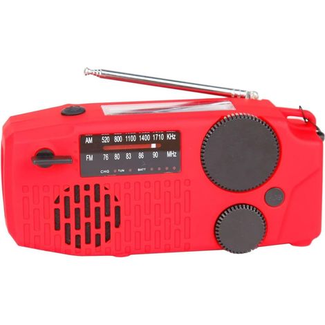 AM/FM Radio avec LED Lampe de Poche, chargez 3 façons: énergie (1/4)