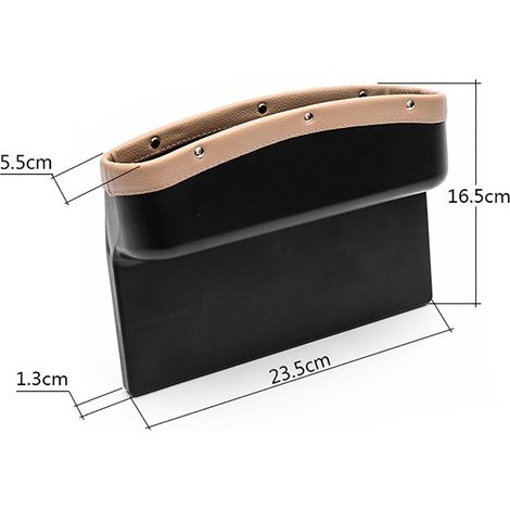 Rangement vide-poche cuir synthétique pour entre siège et console auto, boîte stockage latérale avant beige, 1 pièce (1/5)
