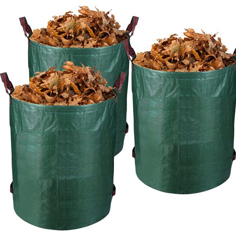 3X Gartensack faltbar XXL Säcke Laubsack mit Trageschlaufen Behälter 272L