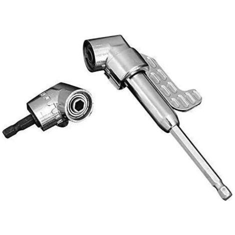 Perceuse à angle droit, 105 degrés, adaptateur de perceuse à angle droit de 6,35 mm, tige hexagonale, porte-embout à angle droit, lot de 2 (1 court et 1 long). (1/5)