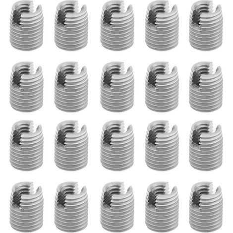 Pack of 20 slotted self-tapping metal threaded inserts M4 x 8 mm (1/5)