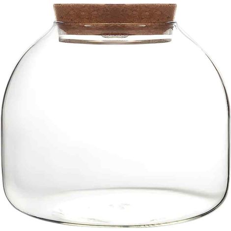 Bouteille Aquarium - Conteneur Transparent Avec Bouchon En Bois Percé - Pour Plantes Aquatiques Et Petits Poissons - 1 Pièce