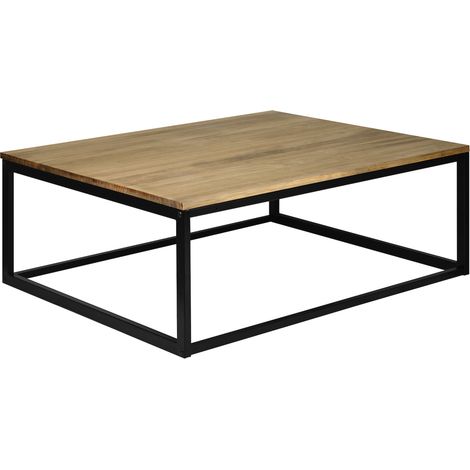 Mesa de centro iCub 100x80x37cm Negra en madera maciza de pino acabado vintage estilo industrial Box Furniture (1/4)